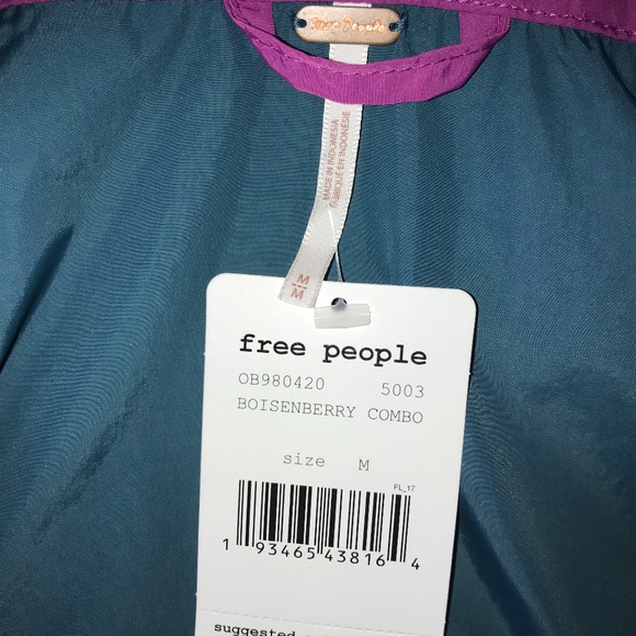 Free People Hide Away Hood Windbreaker Jacket  pink purple Berry Teal NEW NWT - Picture 9 of 14